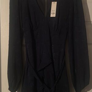 Francesca's Navy Jacquard XS Dress